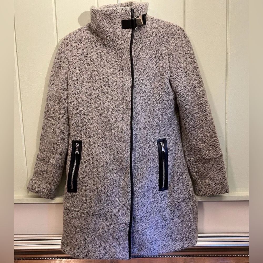 Calvin Klein Women's Faux Leather Trim  Walker Coat Size XS